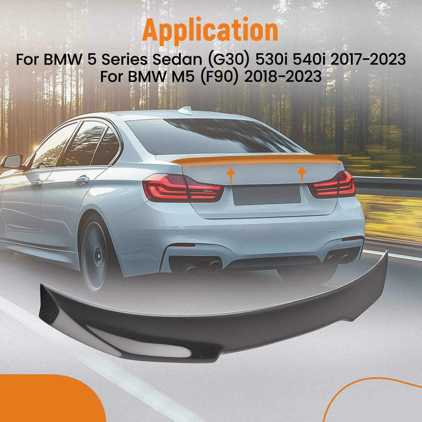 Carbon Fiber Trunk Rear Wing Spoiler for BMW G30 F90 M5 530i 540i (2017–2023)