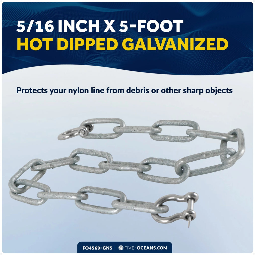 Boat Anchor Lead Chain with Shackles for Marine Use (5/16" x 5')