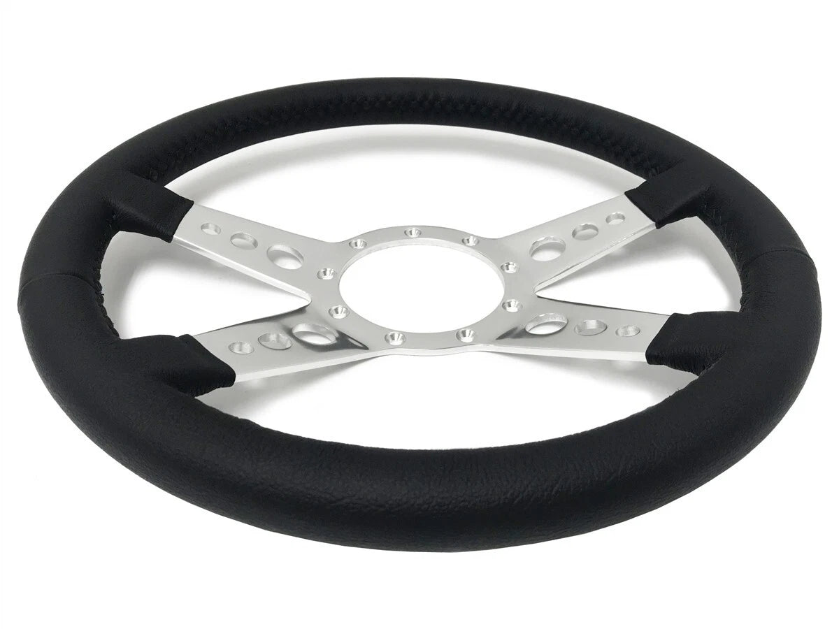 Polished 9 Hole Steering Wheel Replacement for Universal Fit 14 Inch (9 Hole)