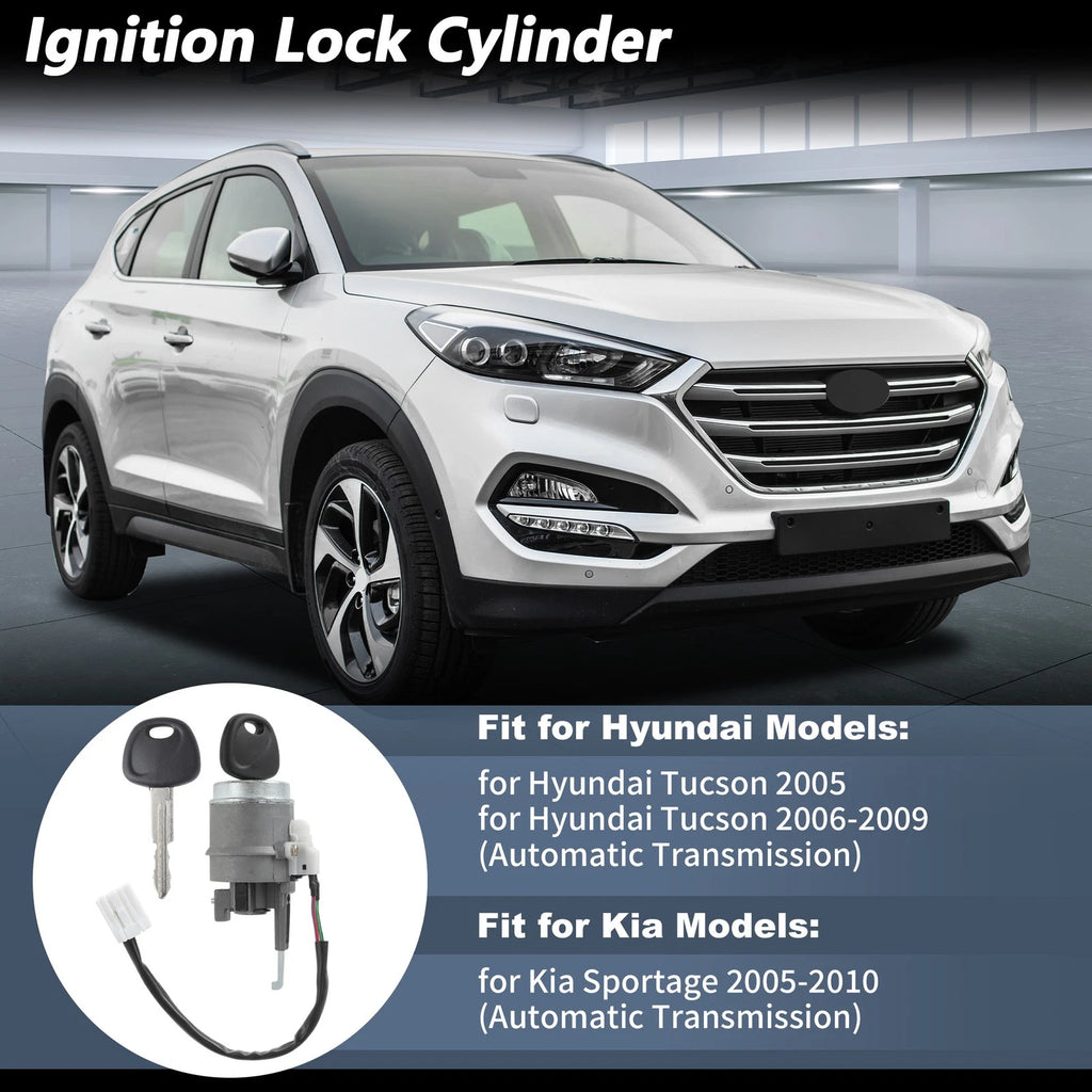 Ignition Lock Cylinder with 2 Key for Hyundai Tucson (2005–2009) No. 819001FB00