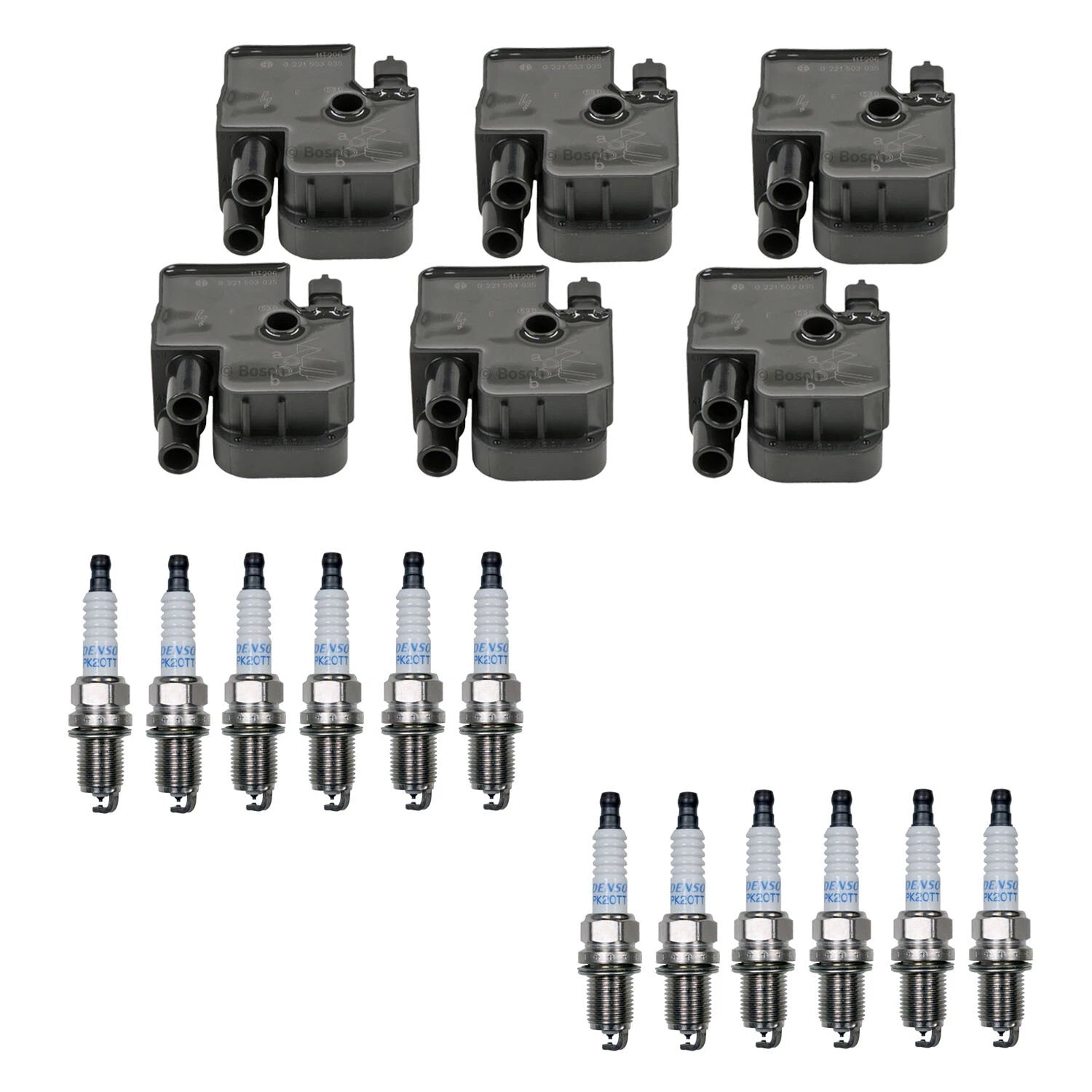 Set of 6 Ignition Coils & 12 Platinum TT Spark Plugs for Mercedes W203 R170 (2000–2006)
