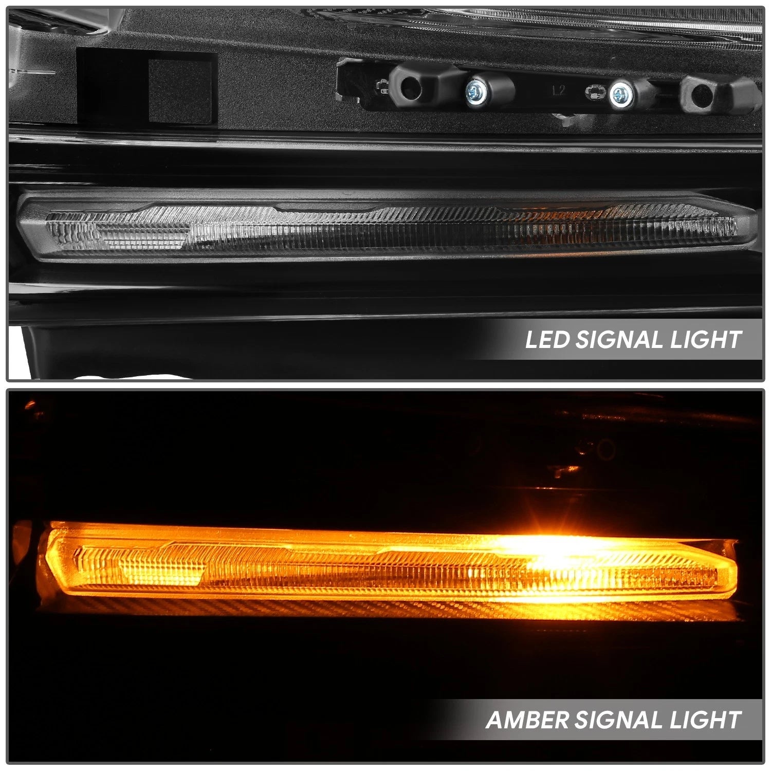 LED Projector Headlight for Chevy Silverado 1500 (2019–2022) - Left, Black Amber
