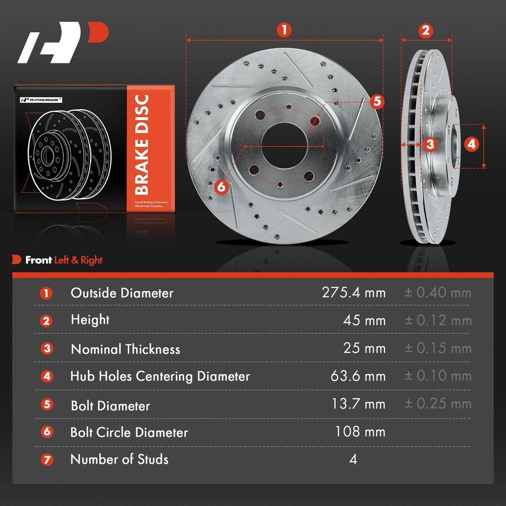 Drilled Brake Rotors for Ford Focus (2008-2011)