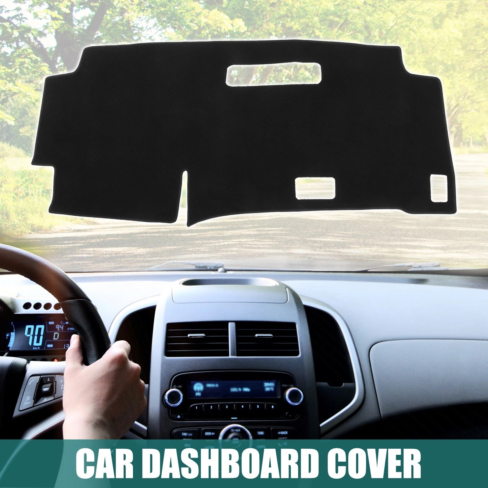 Dashboard Cover for Nissan Serena (2023) - Black Polyester Non-Slip Mat