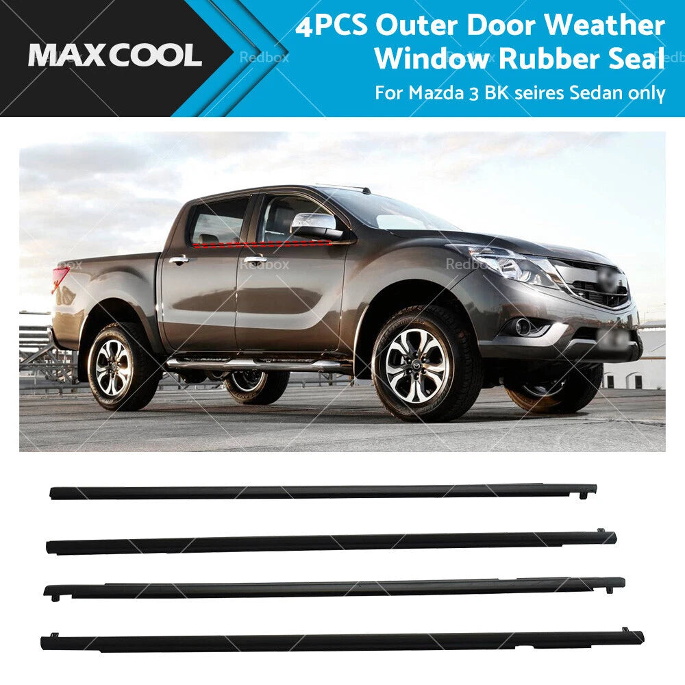 Set of 4 Weatherstrip Outer Window Seal for Mazda 3 BK Sedan (2003–2009)