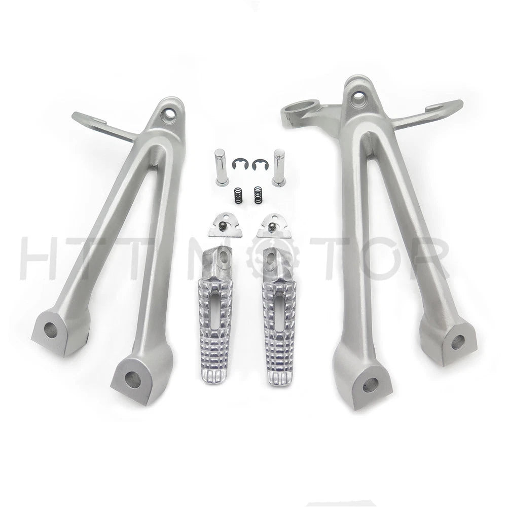 Set of 2 Silver Rear Foot Pegs Footrest Brackets for Suzuki GSXR 600 750 (2008–2010)