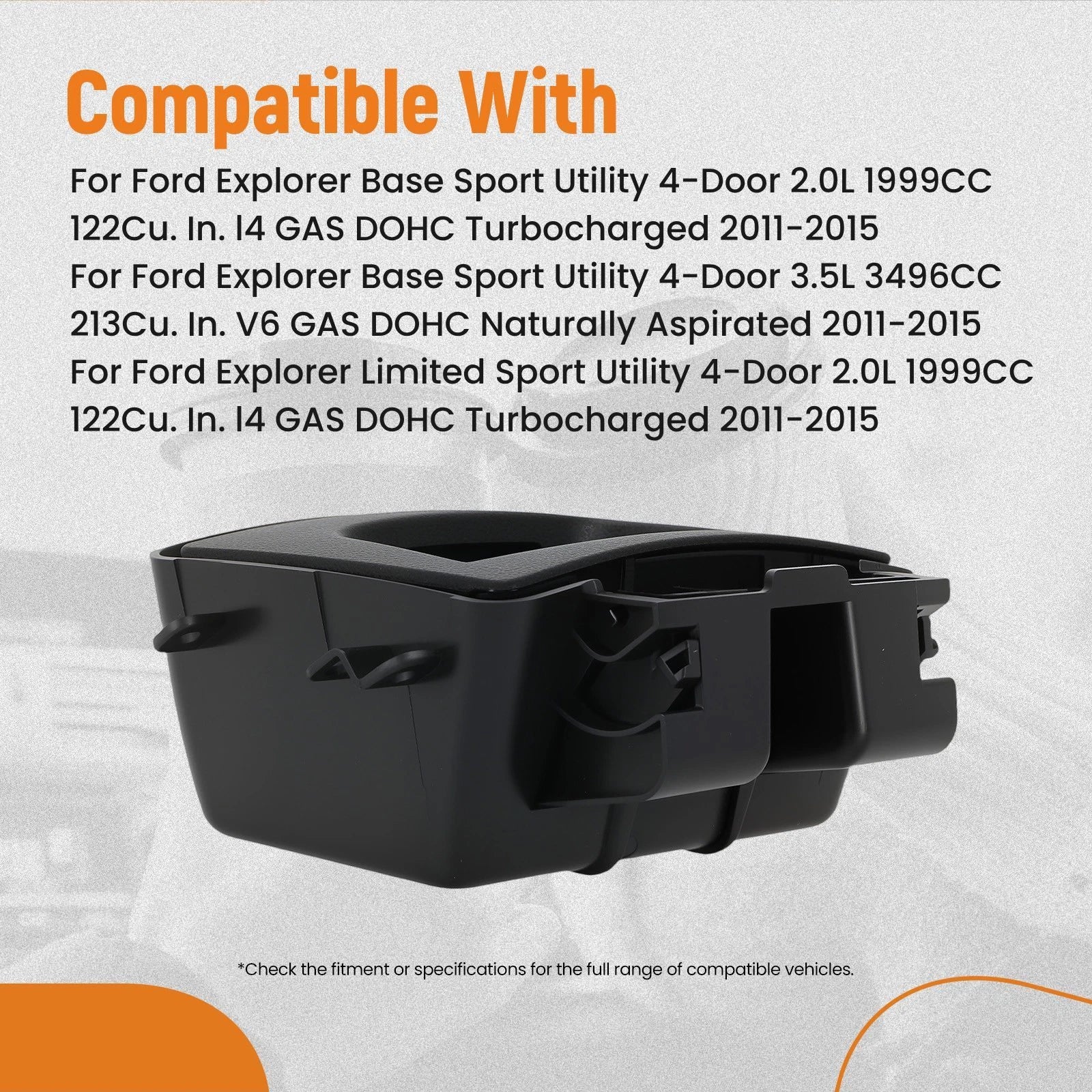 Black Console Cup Holder for Ford Explorer (2011–2015)