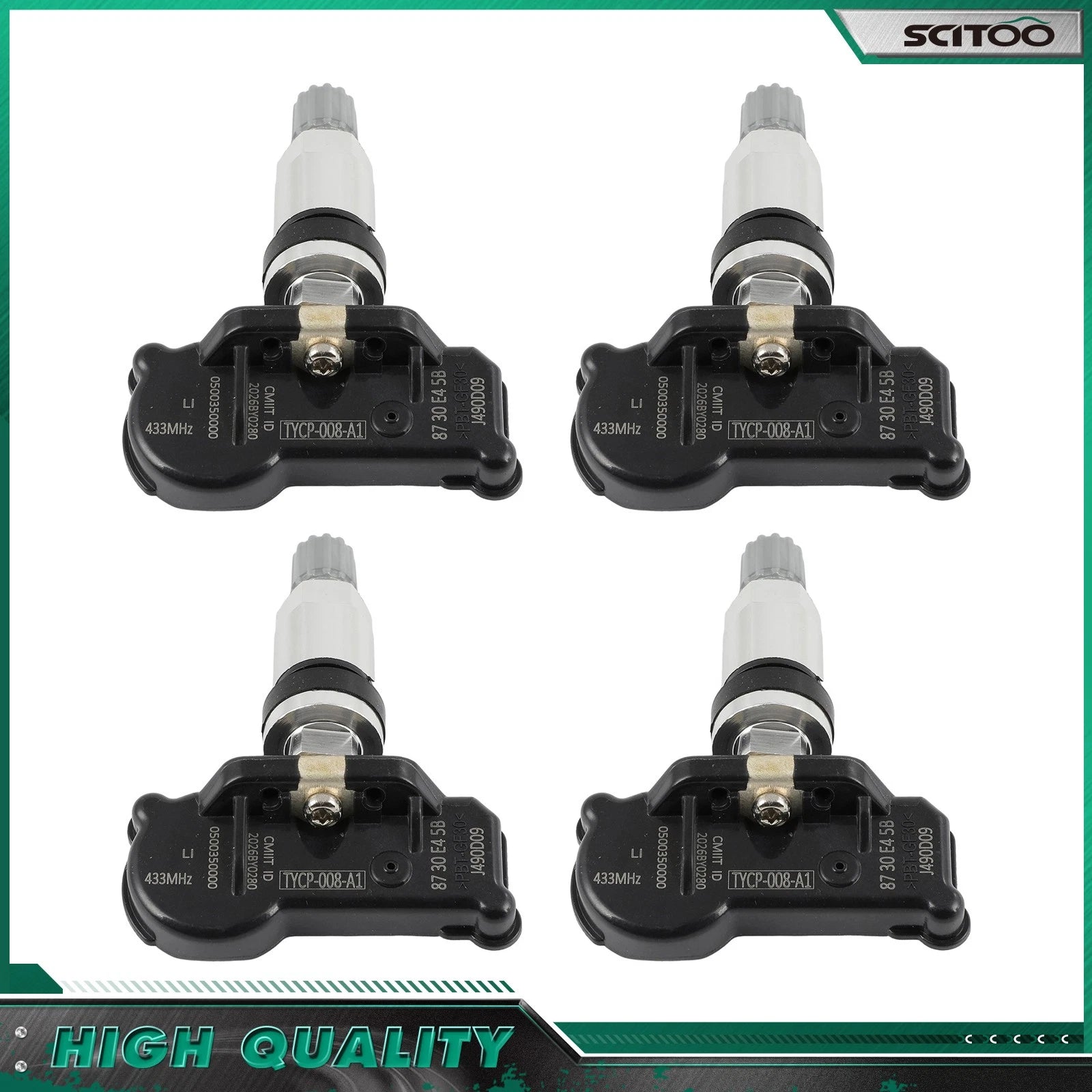 Set of 4 Tire Pressure Sensors for Chevrolet Cavalier (2006–2023) 433MHz