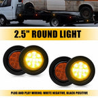 4Pcs 2.5" Round LED Amber Light for Truck Trailer Side Marker (N/A)