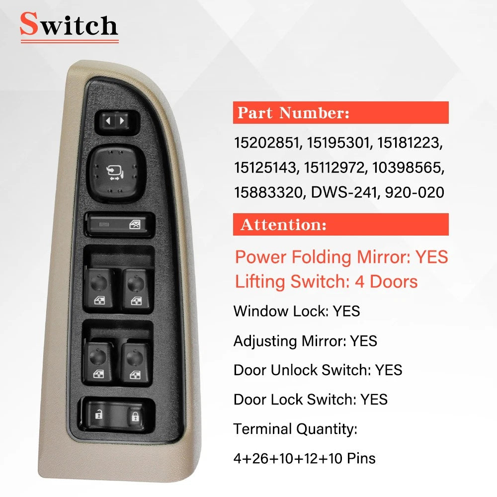 Front Window Switch Left for Chevy Silverado GMC Sierra (2003–2007)