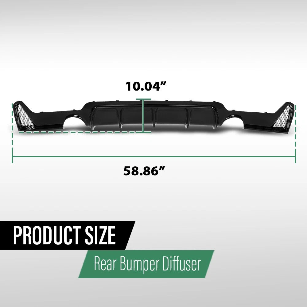 Rear Bumper Diffuser for BMW 4 Series (2014–2020) Gloss Black