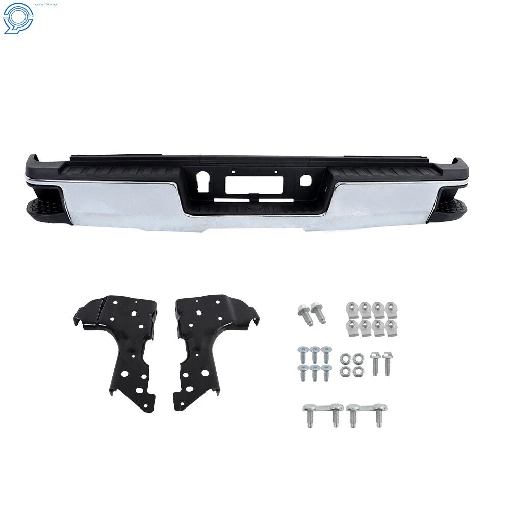 Rear Bumper Assembly for Sierra Silverado 2500HD 3500HD (2015–2019) Chrome Steel