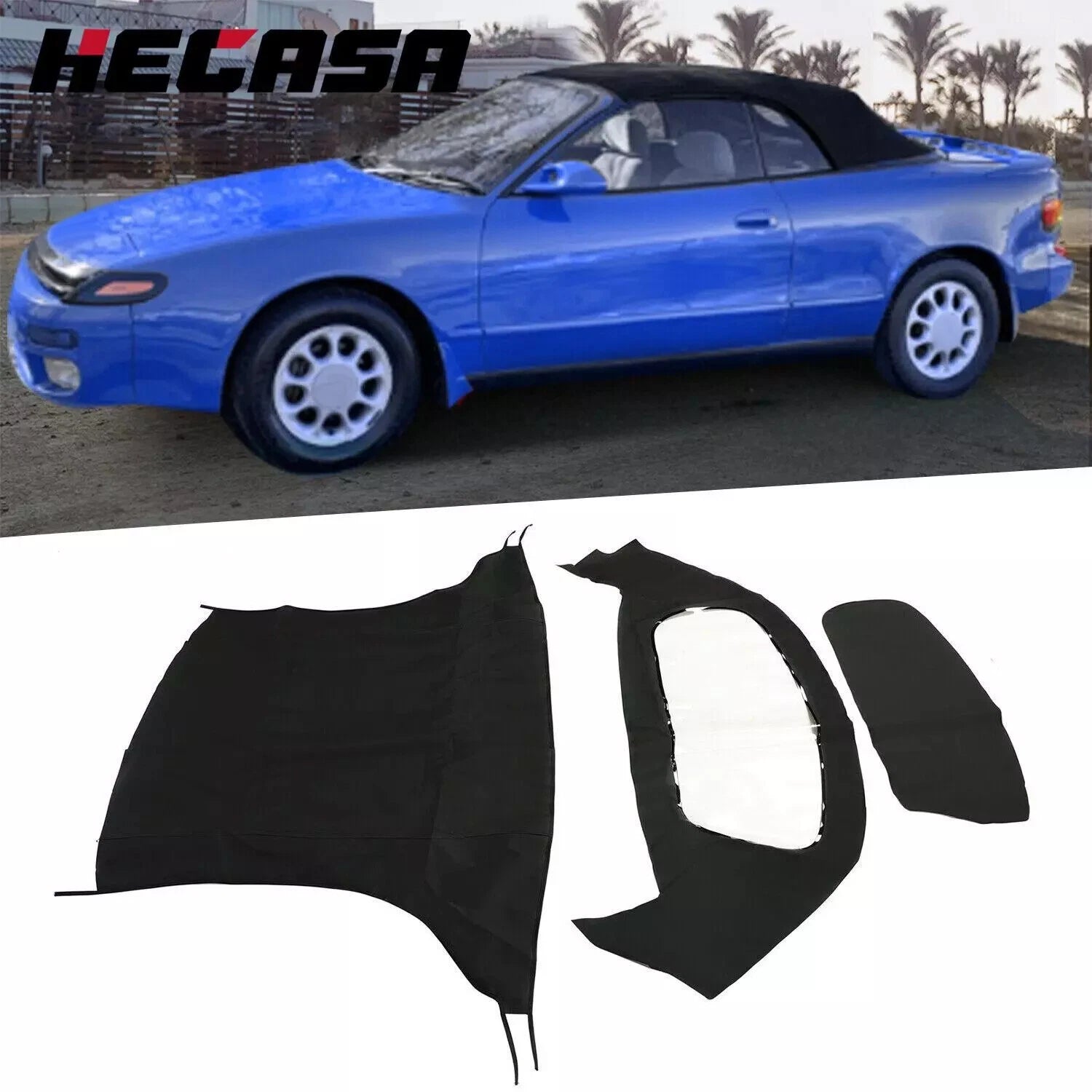 Soft Top for Toyota Celica (1991–1993) w/ Plastic Window Black Roof