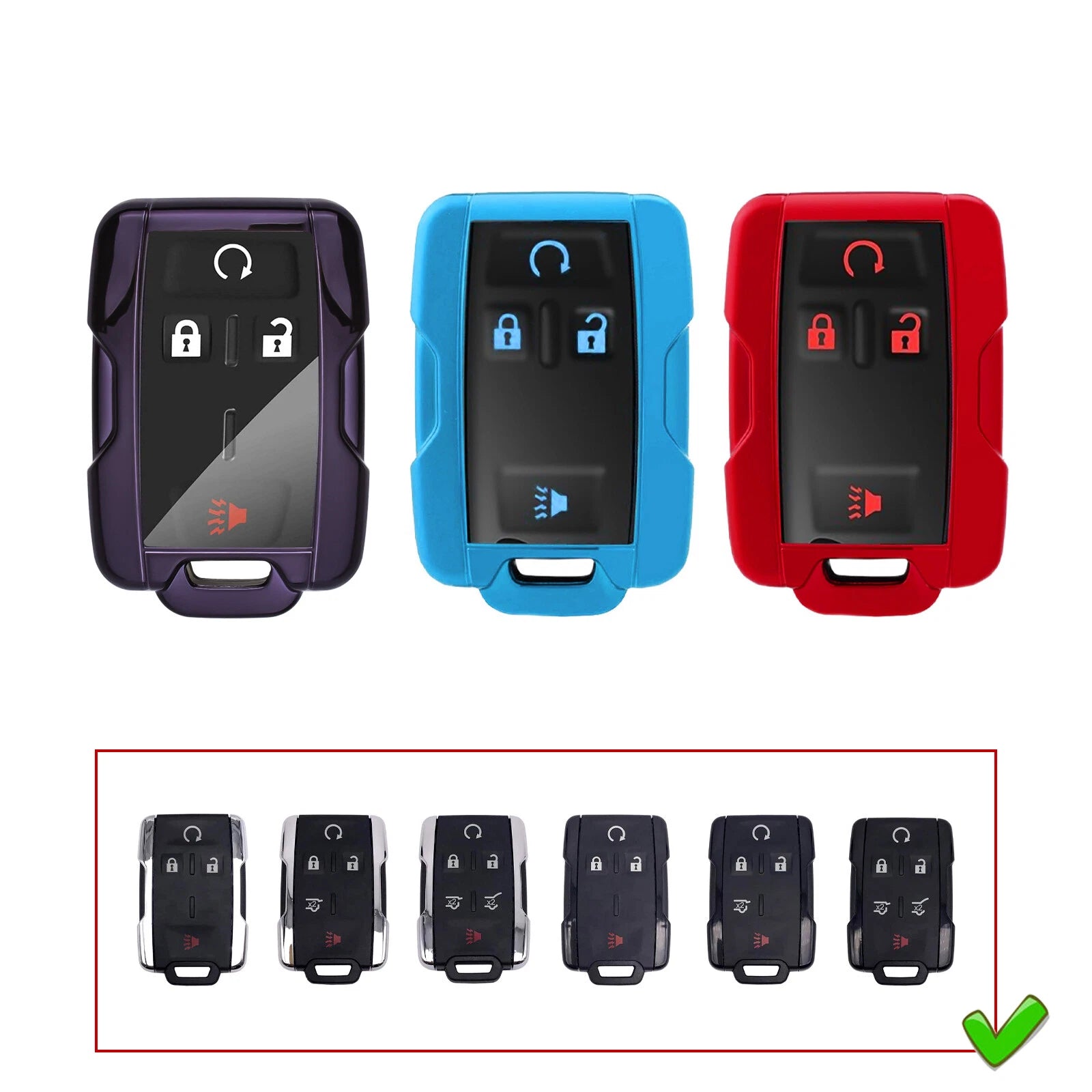 Keyless Fob Case Shell Soft TPU for GMC Sierra Yukon (2010–2019)