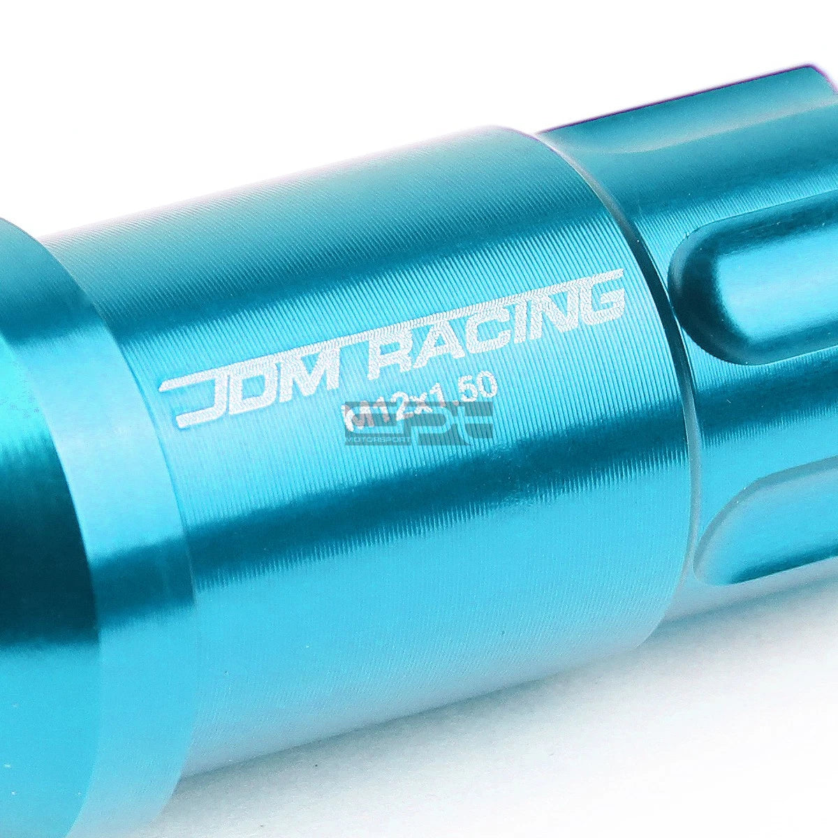 Set of 20 Open End M12x1.5 50mm Tall Sky Blue Aluminum Lug Nuts + Lock Key
