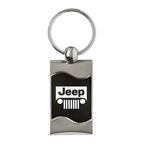 Grille on Black Rectangular Wave Keychain - Officially Licensed for Jeep