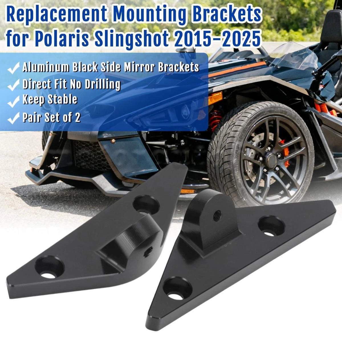 Set of 2 Side Mirror Mounting Brackets for Polaris Slingshot (2015–2025)