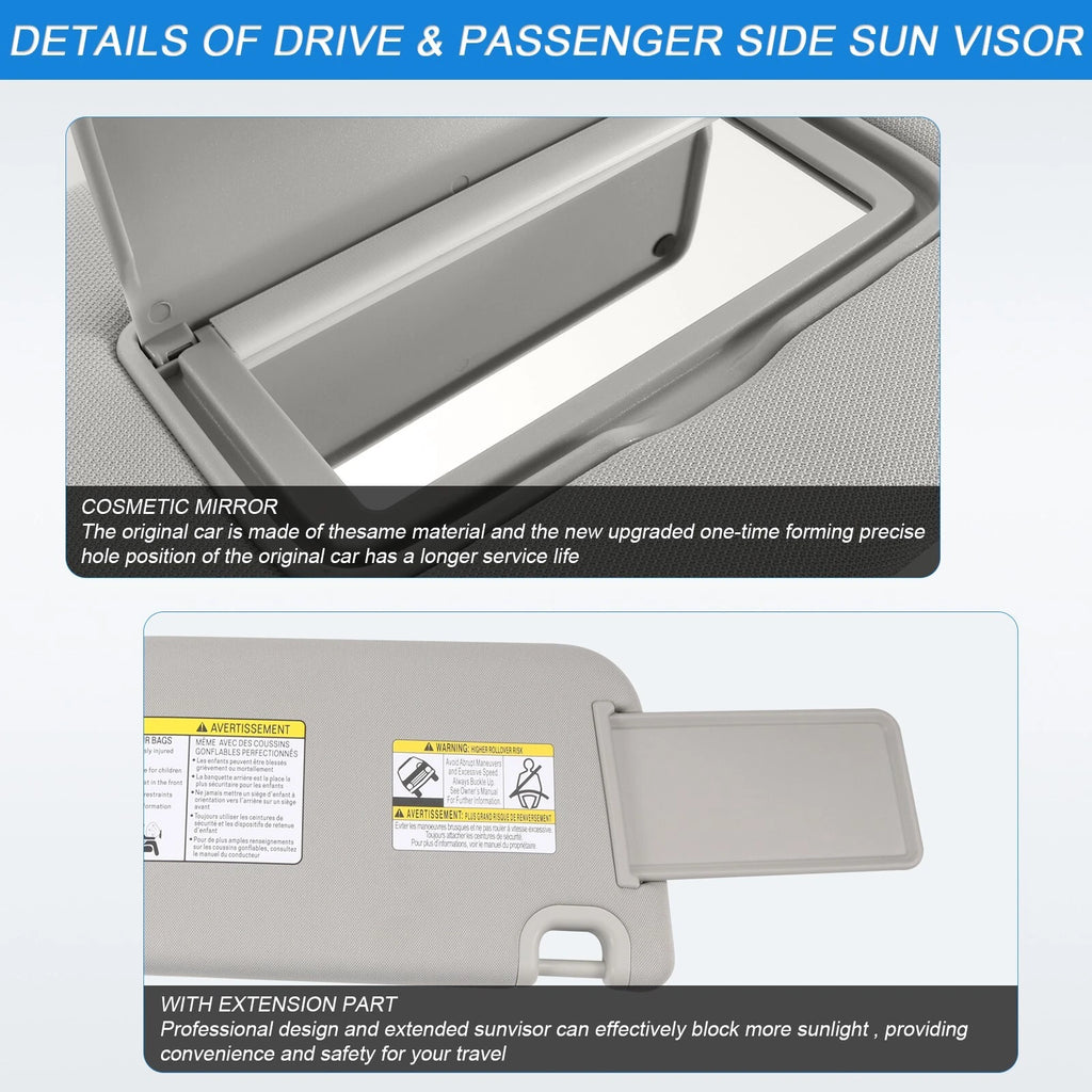 Tan Sun Visor Pair with Lamp for Nissan Pathfinder (2013-2018)