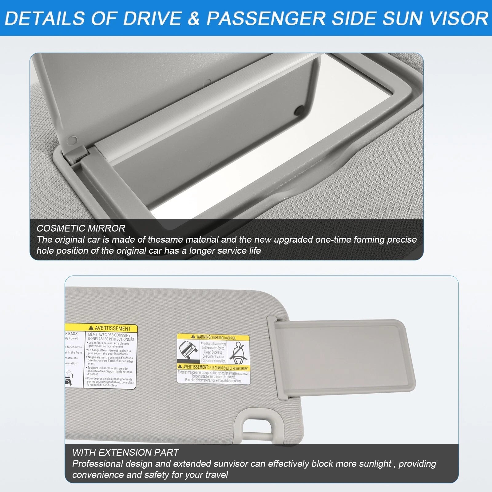 Tan Sun Visor Pair with Lamp for Nissan Pathfinder (2013-2018)