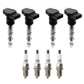 Set of 4 Ignition Coils & Denso U-Groove Spark Plugs for Audi A4, TT, VW Golf, Jetta (1.8L)
