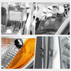 Left Side Headlight Lamp for Ford Edge (2007–2010) - Chrome, Amber Corner