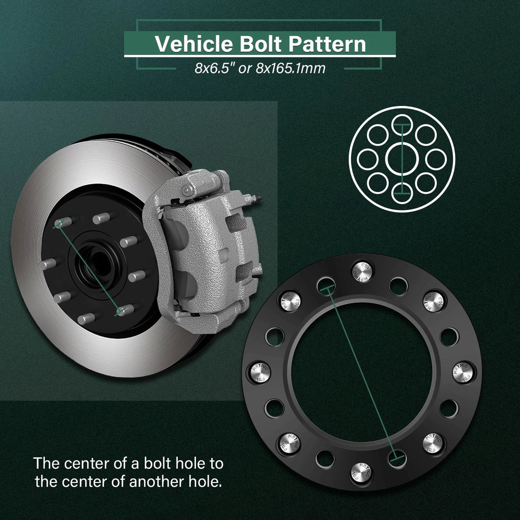 2Pcs 1.5" Wheel Adapters 8x6.5 to 8x180 14x1.5 for Silverado Sierra 2500 3500 (2001–2023)