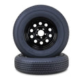 2 Free Trailer Tire Rims ST185/80R13 8-Ply 5 Lug x 4.5" Black Mod