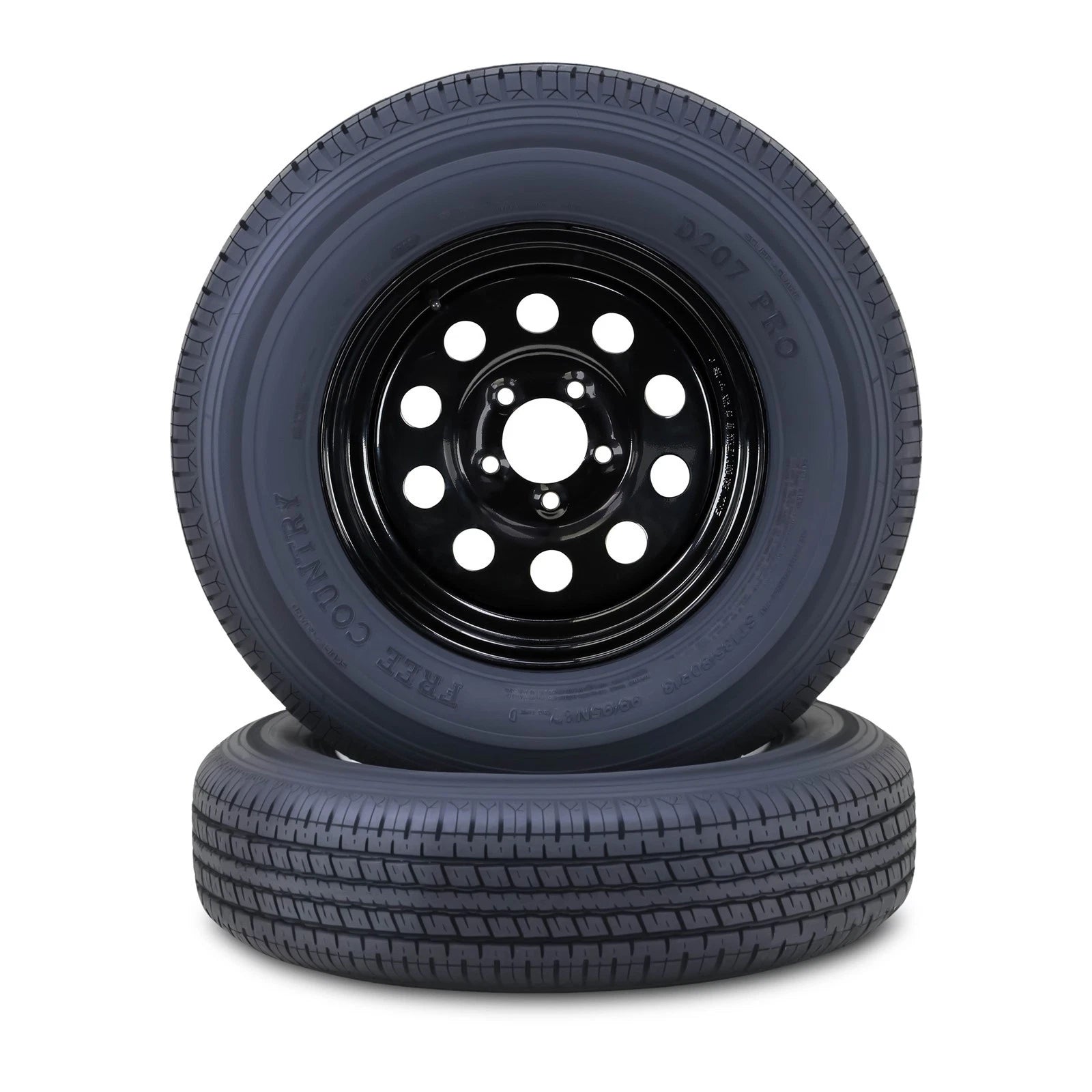 2 Free Trailer Tire Rims ST185/80R13 8-Ply 5 Lug x 4.5" Black Mod