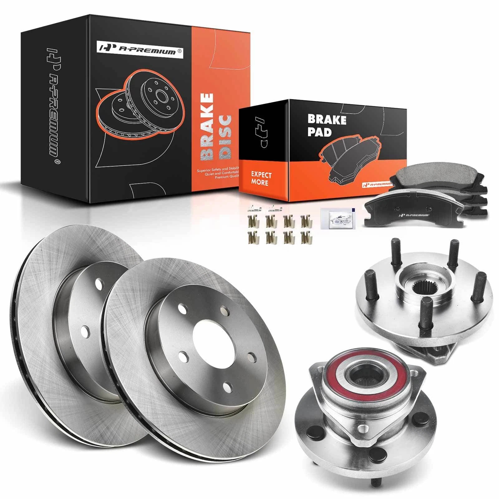 Front Disc Brake Rotor, Pads & Hub Bearing for Jeep Grand Cherokee