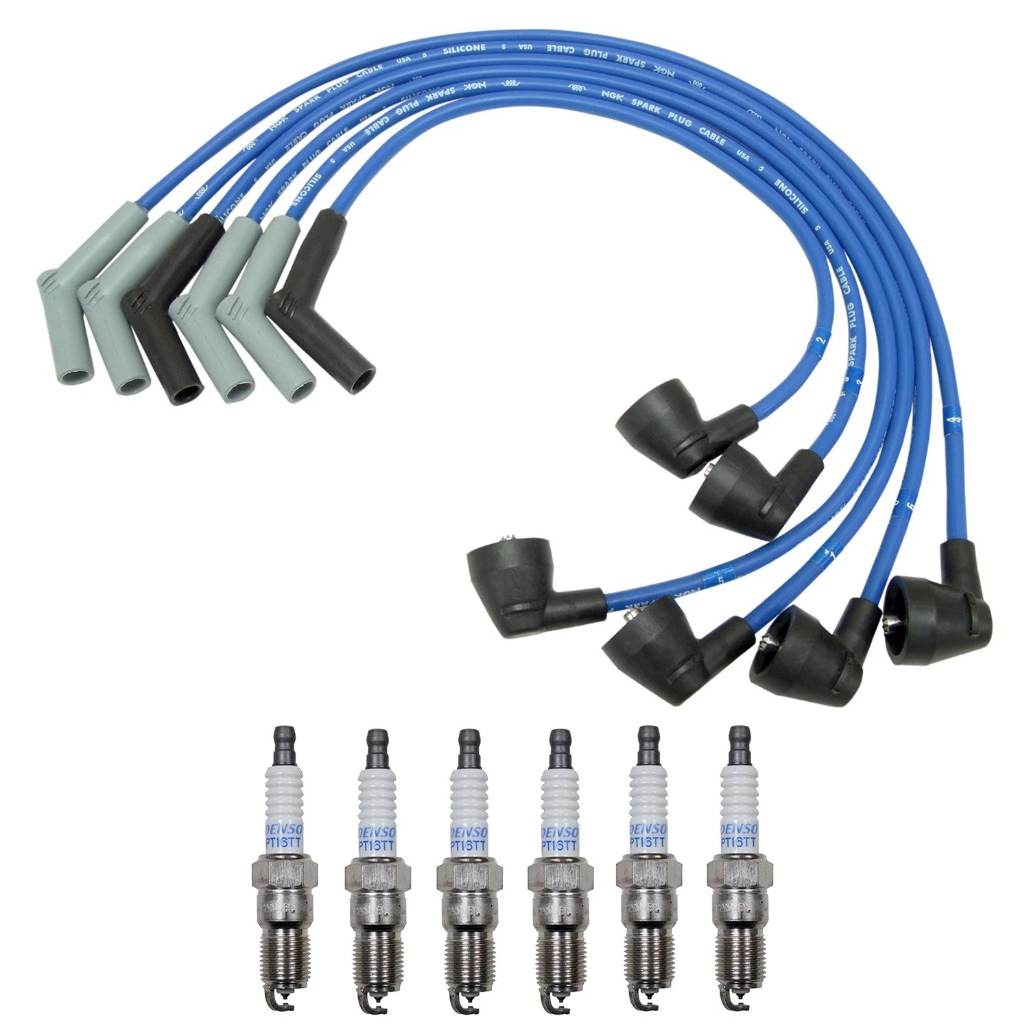 NGK Wire Set & Denso 6 Platinum TT Spark Plugs Kit for Aerostar Ranger (1990–1997)