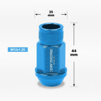 20Pc M12X1.25 Sky Blue JDM Open End Bulge Hex Wheel Lug Nuts + Extension 25mmx44mm