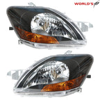 Headlight Pair for Toyota Yaris (2007–2012) Black Housing Halogen