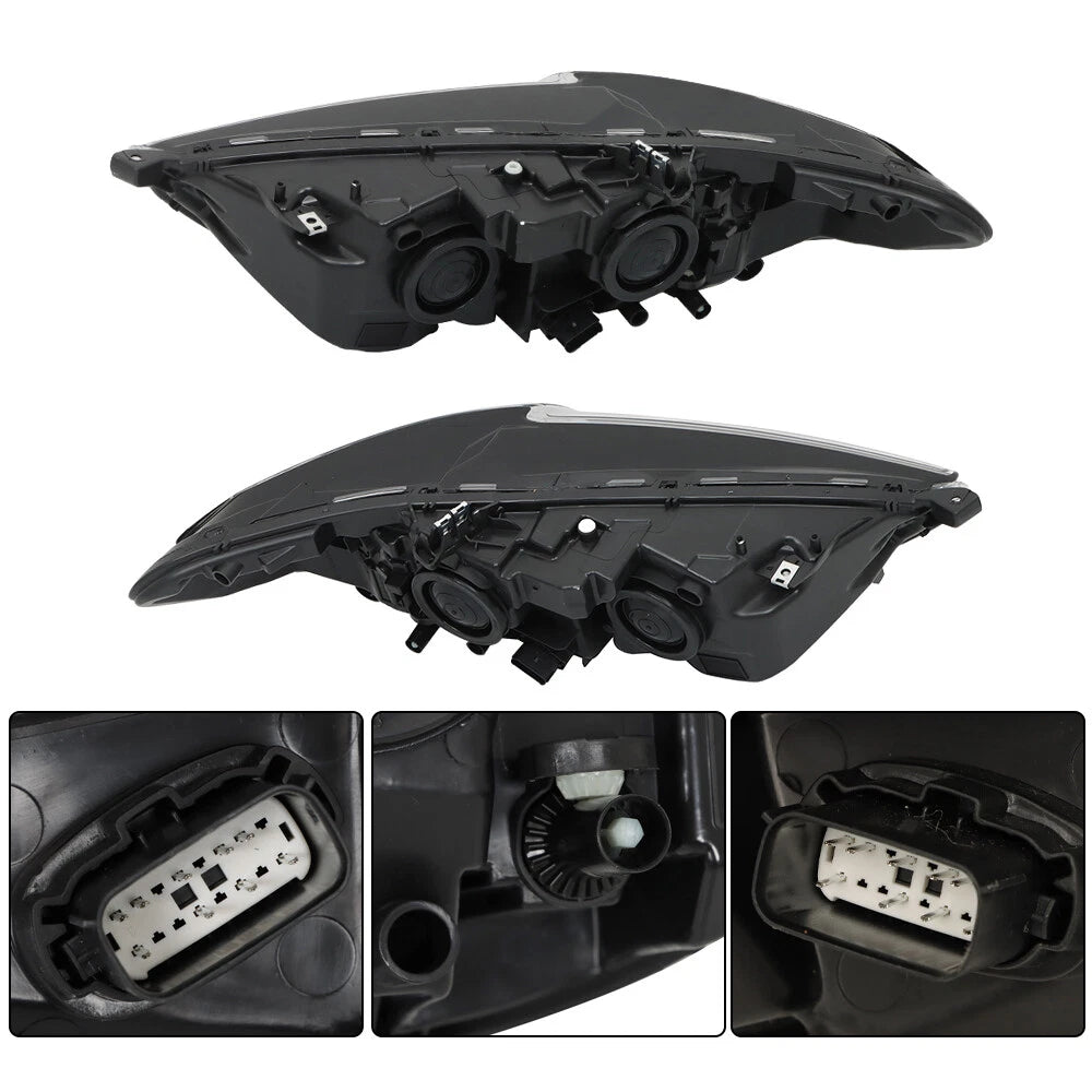 Headlights Pair for Ford Fusion (2013–2016) Black Halogen