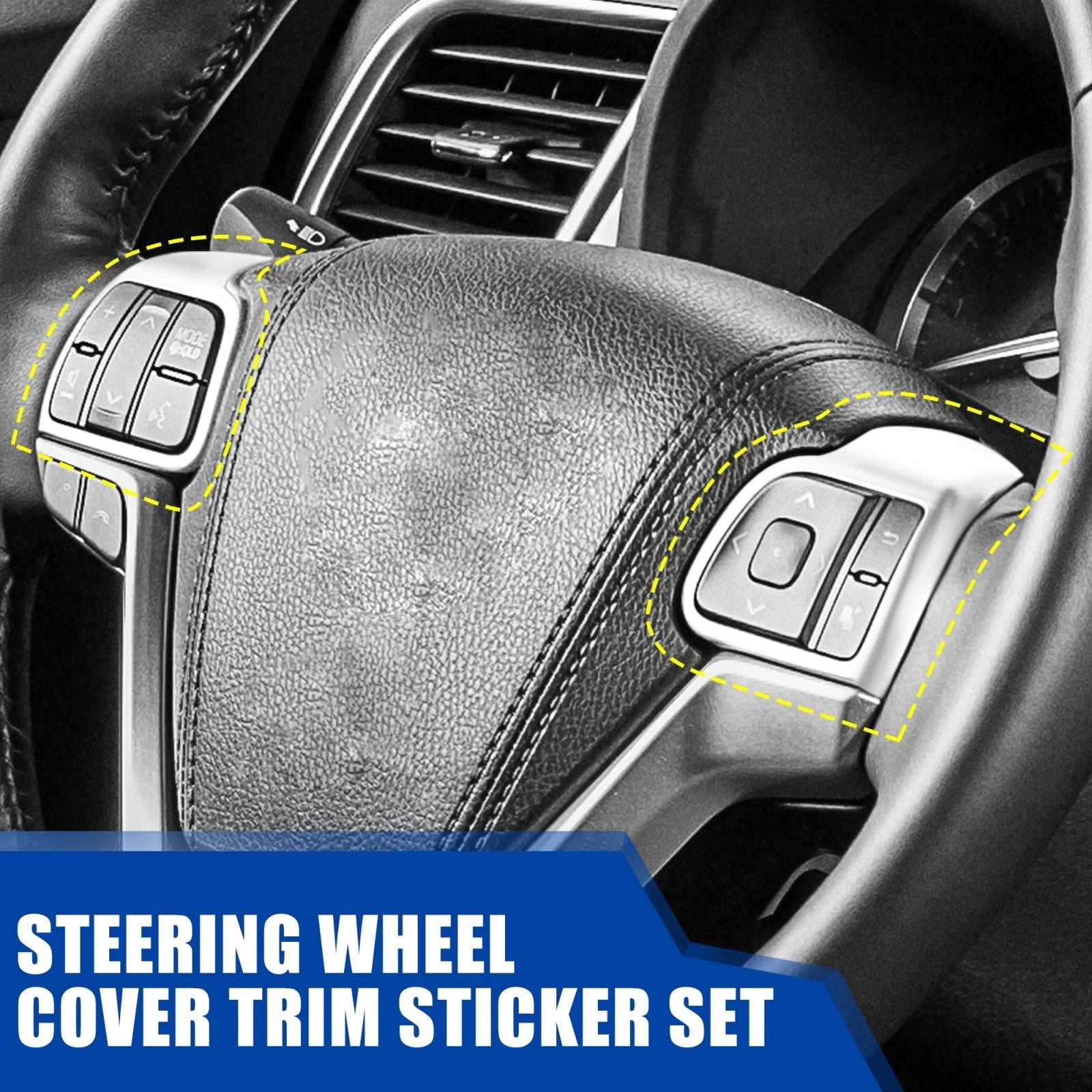 2X Interior Steering Wheel Cover for Toyota Highlander (2015–2019) Silver Tone