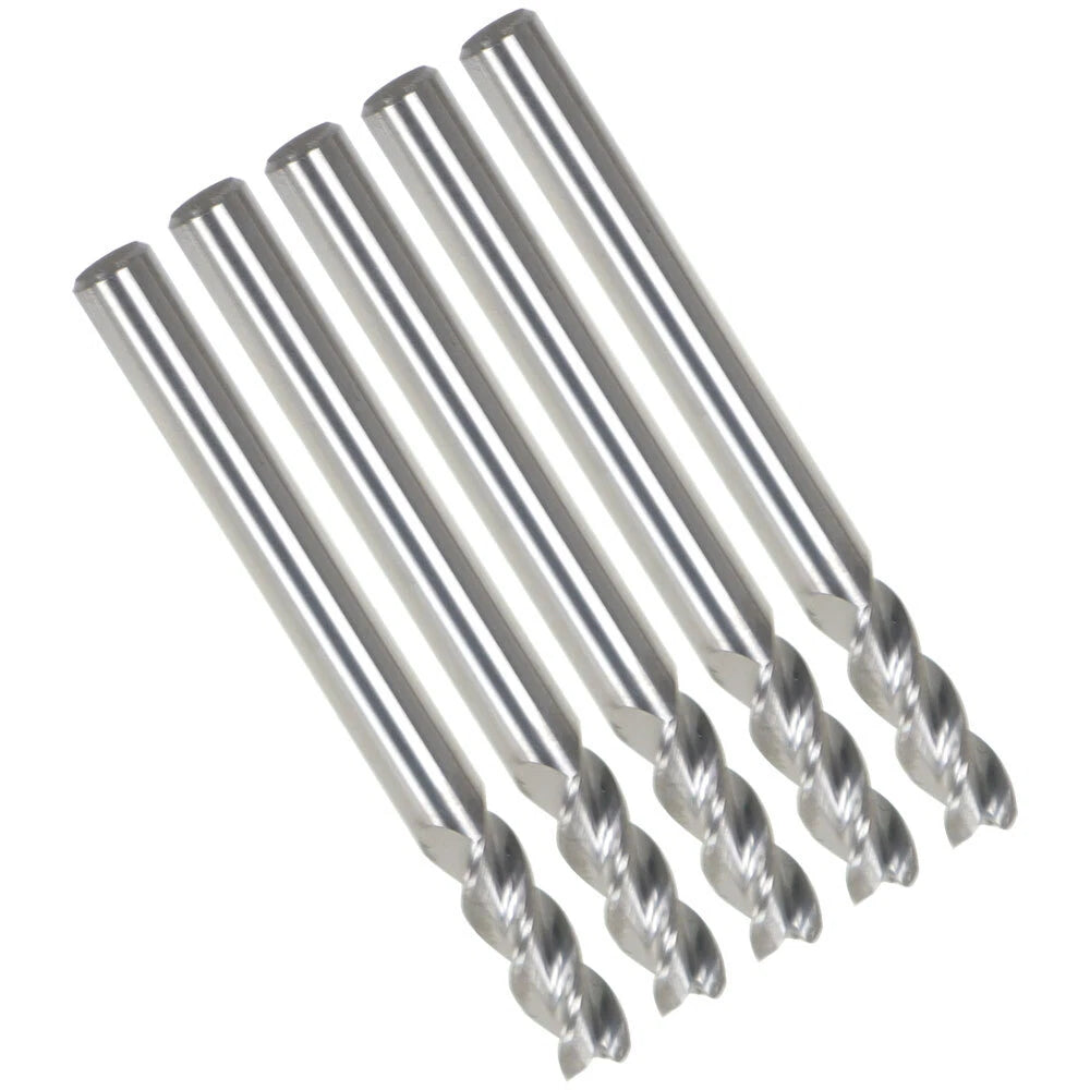 Set of 5 Aluminum 3/16" 3 Flute Carbide End Mills