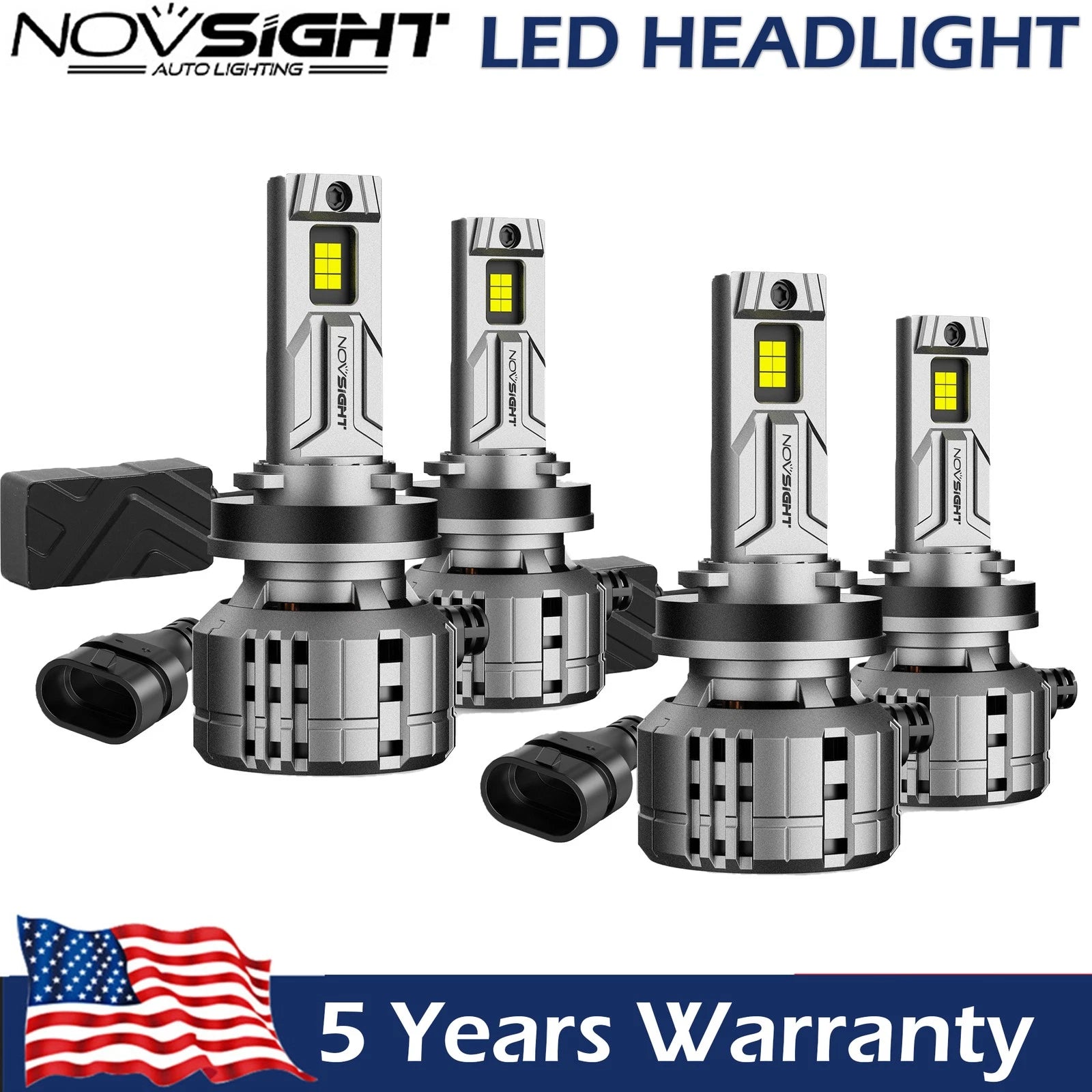 4X H11 LED Headlight Bulbs for High Low Beam (200W, 40000LM)