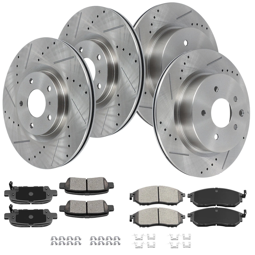 Front & Rear Brake Rotors & Ceramic Pads for Nissan 370Z & Infiniti EX37 (2009–2019)