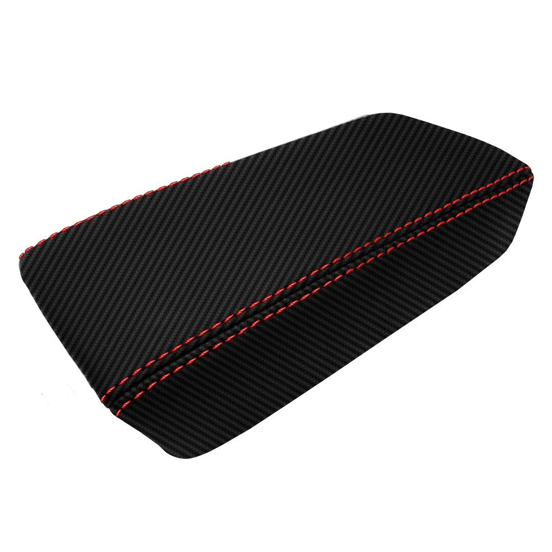 Console Armrest Cover for Honda Accord (2003–2007) Carbon Fiber Red Stitch