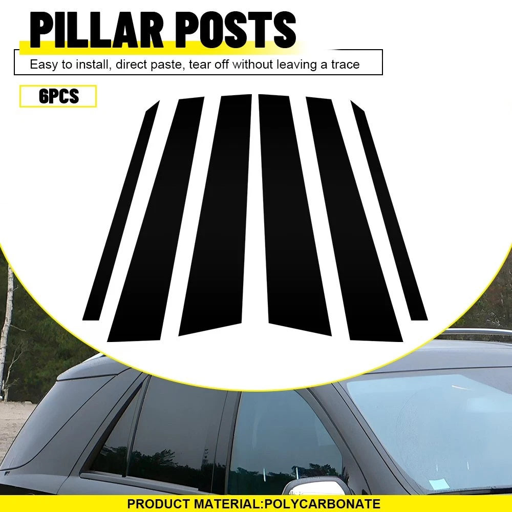 6Pcs Glossy Black BC Pillar Post Cover for Mercedes Benz ML Class W164 (2006–2011)