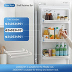 3PC Door Rack Shelf Retainer Bar for Frigidaire Refrigerator (240534701, 240534901)