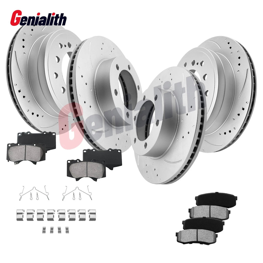 Front Rear Drilled Rotors Ceramic Brake Pads for Toyota Sequoia (2001–2003)