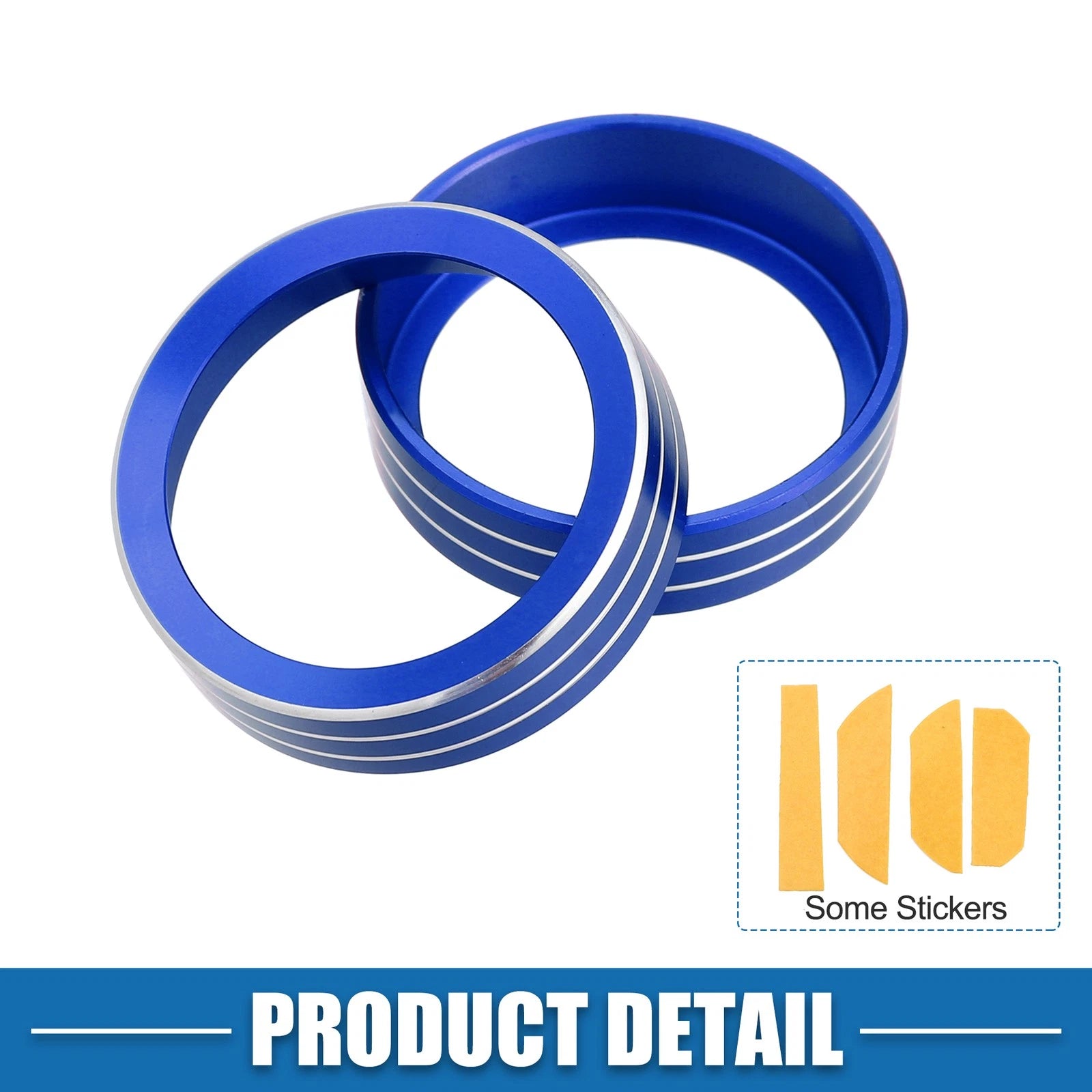 2X AC Knob Ring Covers for Nissan Rogue (2014–2020) Blue