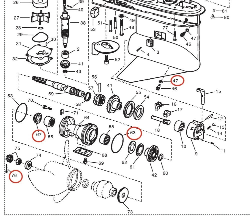 Lower Unit Oil Seal & O-ring Set for Evinrude Johnson V4/V6 (1979–2006)