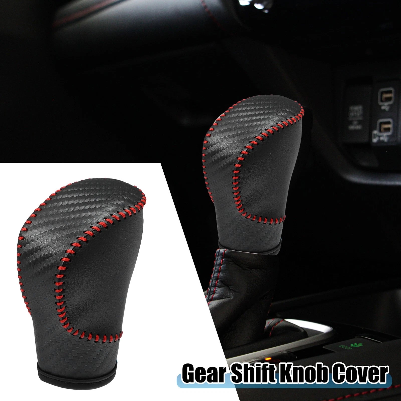 Gear Shift Lever Cover Knob Trim for Honda Civic (2020–2022) Red Stitches