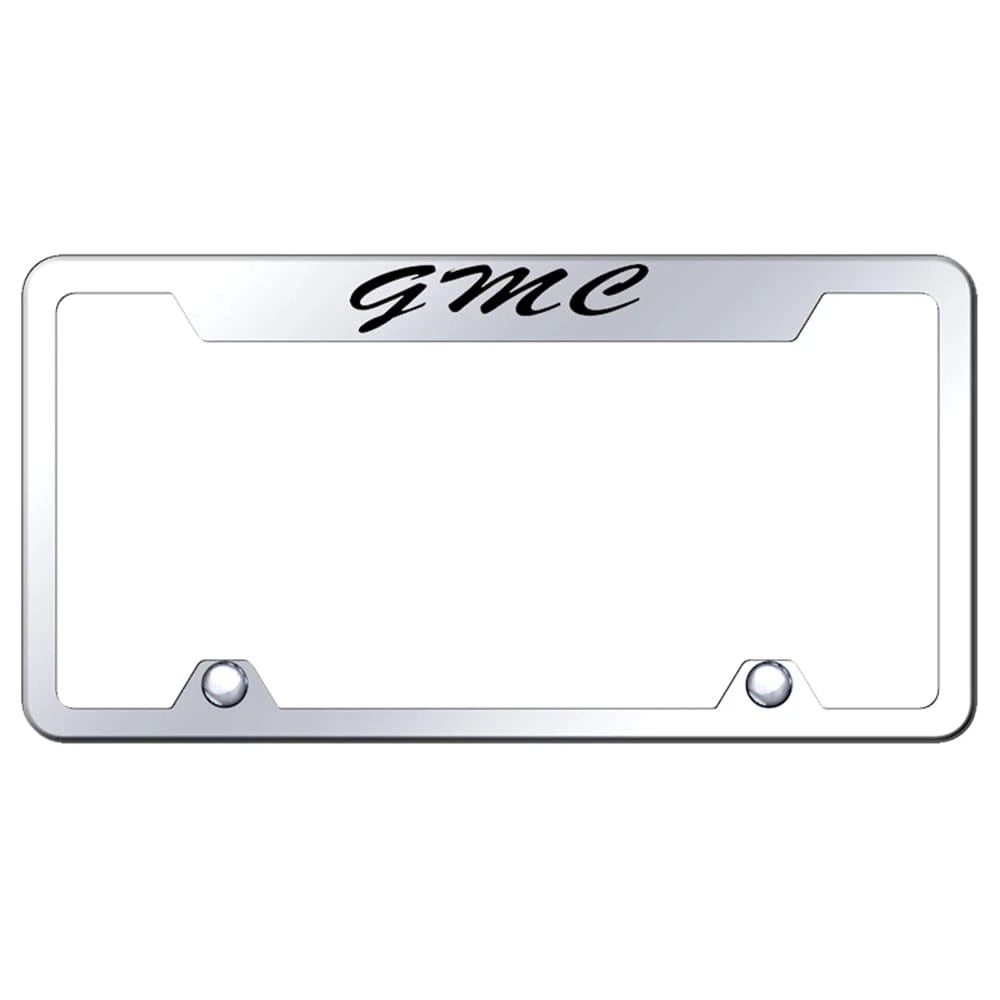 Script on Mirrored Truck License Plate Frame - Officially Licensed for GMC