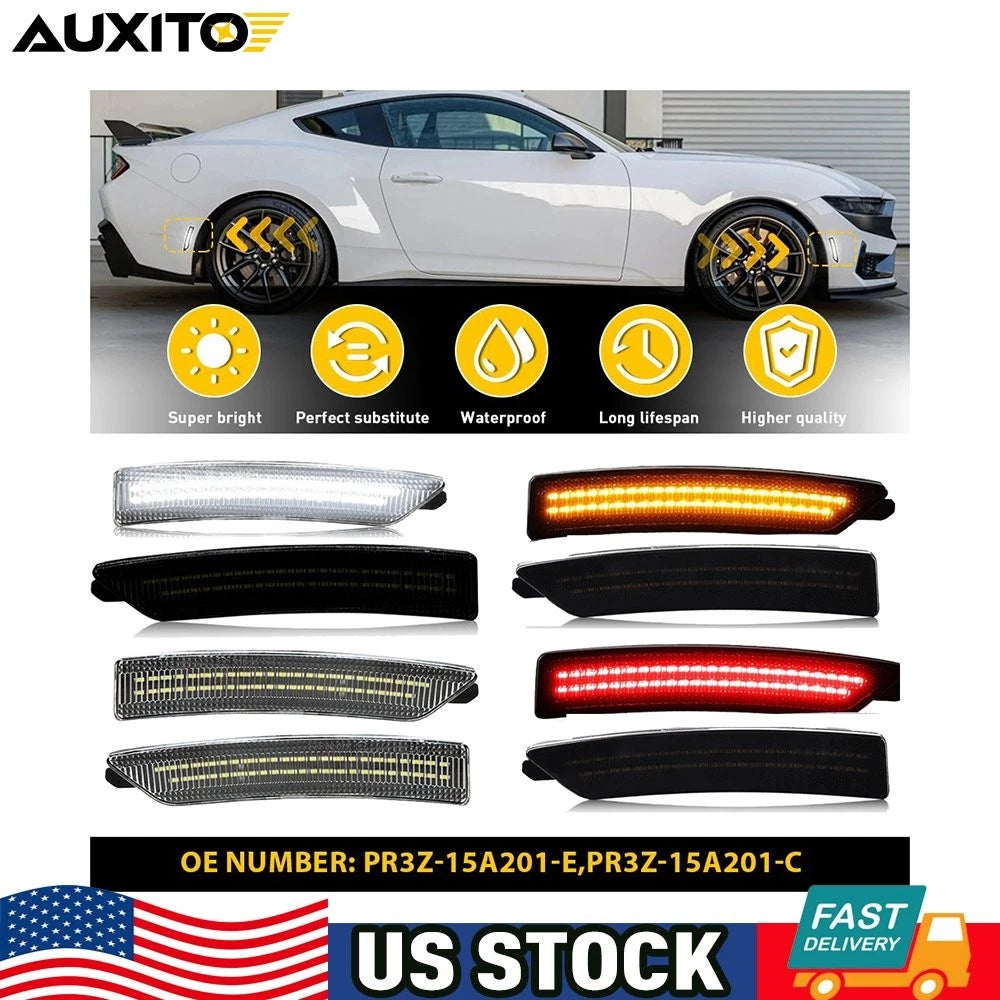 LED Side Marker Lights for Ford Mustang GT (2024–2025) - Smoked Clear Lens