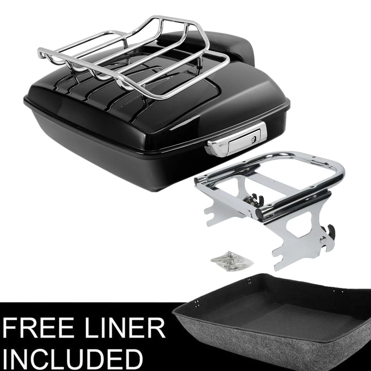 Chopped Trunk Backrest Pad Mount Rack for Harley Touring Road Glide (1997–2008)