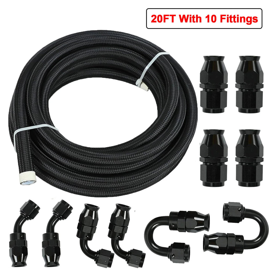 10AN E85 Nylon Braided PTFE Fuel Line Kit for Fuel Lines (10–20 ft)