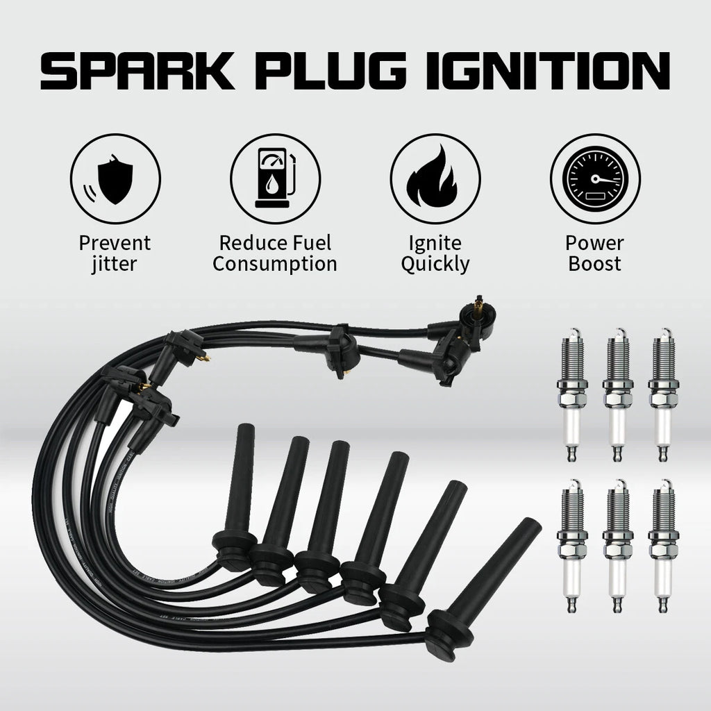 6 Spark Plugs + Wireset for Ford Taurus Mercury Sable (1996–1999) 671-6090