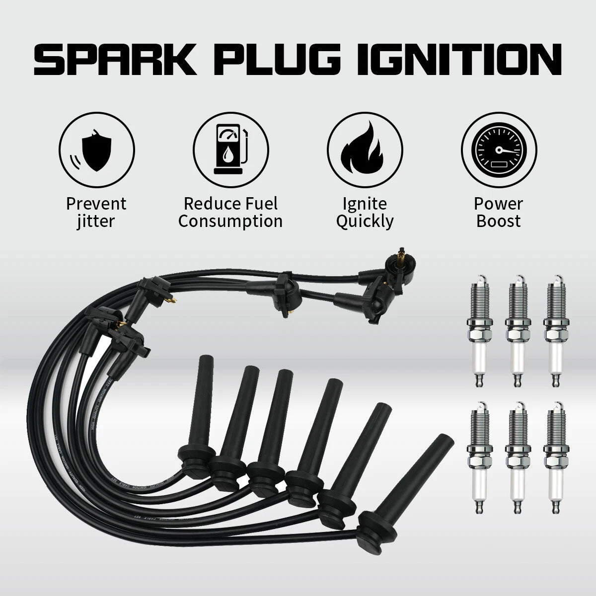 6 Spark Plugs + Wireset for Ford Taurus Mercury Sable (1996–1999) 671-6090